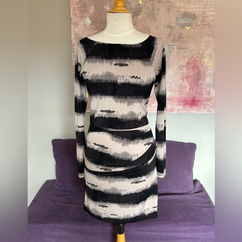 RACHEL Rachel Roy Ruched Long Sleeve Fitted Stretch Cocktail Dress Size S